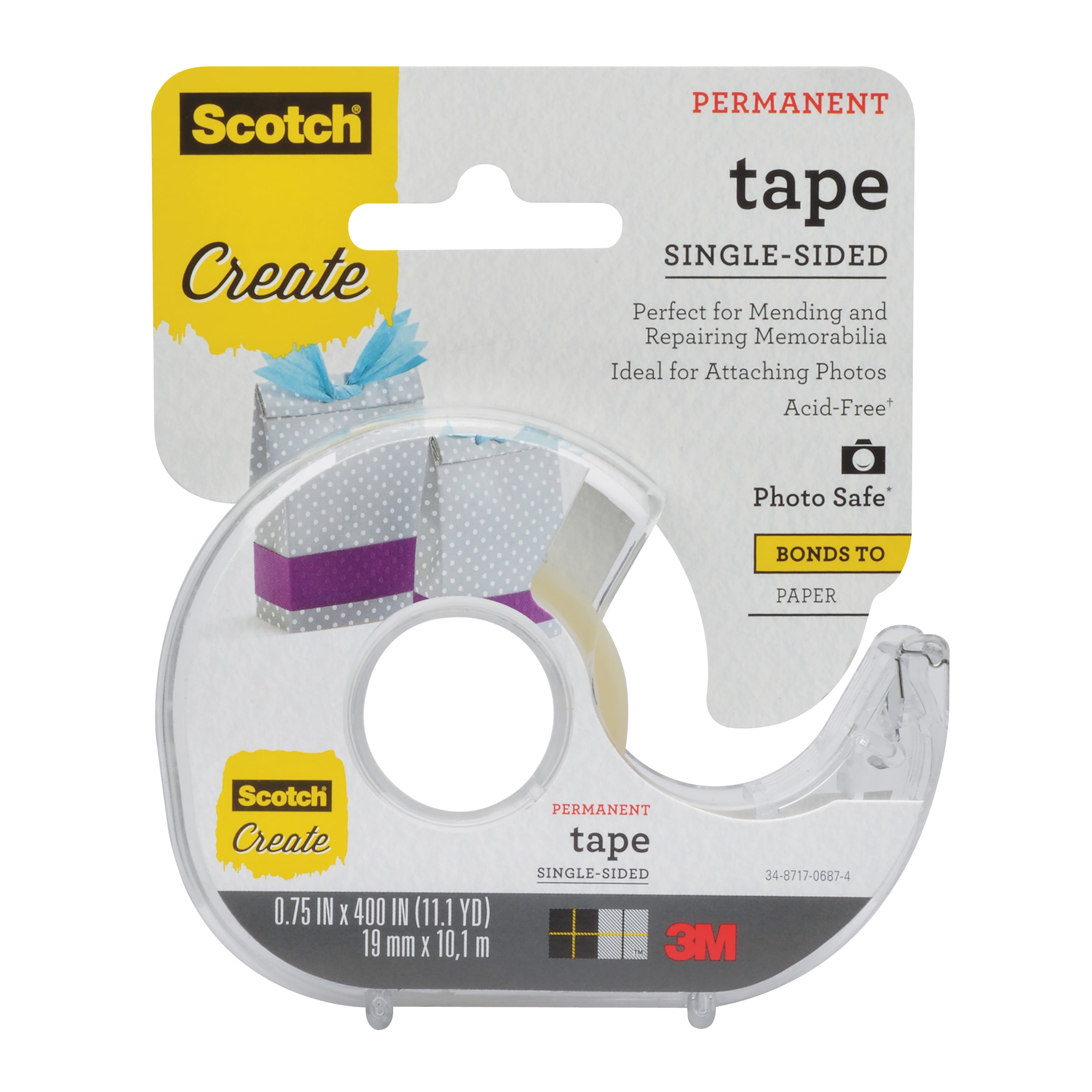 3M 001 Scotch Photo & Document Mending Tape, 3/4" x 300"