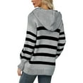 thumbnail image 4 of iHPH7 Casual Outerwear Striped Sweater Women Fall Fashion Fall Sweaters for Women Travel Sweater Travel Cardigan Casual Outfits for Women Gray M, 4 of 9