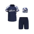 thumbnail image 1 of IEFIEL Kids Boys 3Pcs Swimsuit Short Sleeve Swimming T-Shirt with Shorts and Hat Surfing Rash Guard,Sizes 3-13, 1 of 5