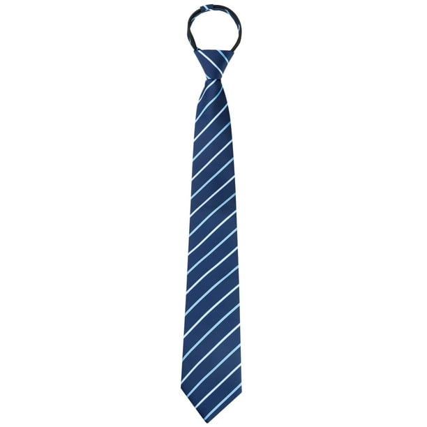 Corbata ajustable con cremallera INSPIRE CHIC para hombres, corbata de cuello para ocasiones casuales y formales, azul marino - 3 18.9" × 3.2"