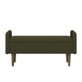 thumbnail image 5 of Tcbosik 46" Storage Bench, Upholstered Foot Rest, Teddy Velvet Fabric Ottoman for Entryway, Bedroom, Living Room, Space Saving, Green, 5 of 8