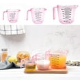 thumbnail image 2 of Tssuoun 3 Sizes Measuring Cup Jug Clear Plastic Baking Kitchen Set Flour Water Pink 300ml, 2 of 8