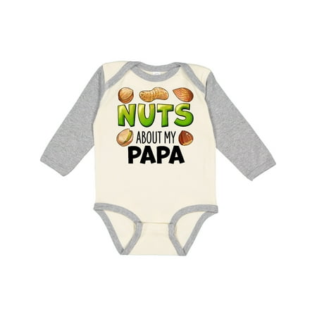 

Inktastic Nuts About My Papa Peanut Almond Pistachio Gift Baby Boy or Baby Girl Long Sleeve Bodysuit