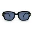 thumbnail image 3 of Retro Luxury Keyhole Hipster Horn Rim Plastic Rectangle Sunglasses All Black, 3 of 6