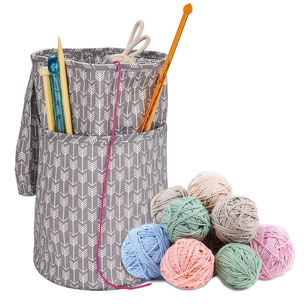 Yarn Bag-Large Size-Yarn Storage Organizer with Grommets-Portable Crochet  Bag for Yarn Skeins-Crochet Hooks-Knitting Needles -Other Accessories  (Peony)