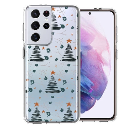 MUNDAZE For Samsung Galaxy S21 Ultra Holiday Christmas Trees Design Double Layer Phone Case Cover