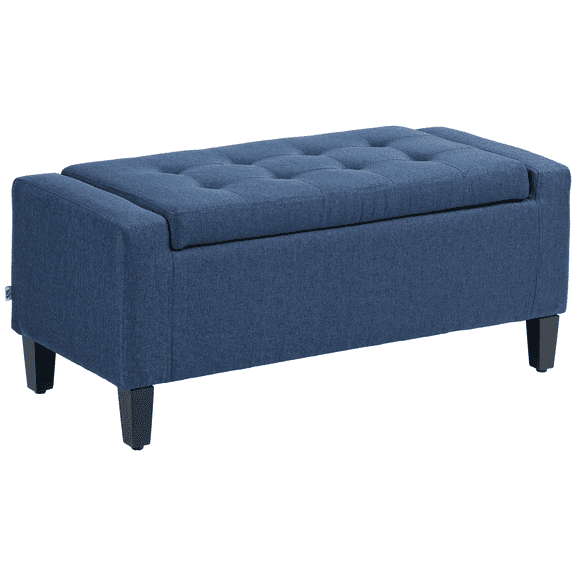 Storage Ottoman Bench, Dark Blue - Button Tufted Lift Top for Living Room, Hidden Storage Footrest, 36.25"W