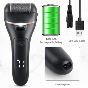 Electronic Foot File Pedicure Kits ,  16 in 1 Rechargeable Portable Electric Foot Callus Remover for Remove Cracked Heels Calluses and Dead Skin Black