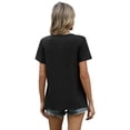 thumbnail image 6 of Ronuti Women T Shirts Pleated Short Sleeve Tops Business Casual Dressy Blouses Black Tops, 6 of 9