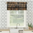 thumbnail image 3 of Wooden Barn Door Window Curtain Valances Rustic Farmhouse Country Retro Rustic Western Rod Pocket Valances for Bedroom Living Room Dining Room 54 by 18 in, 1 Panel, 3 of 6