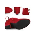 thumbnail image 2 of BLISSFUL STEP Women's Round Toe Block Heels Ankle Booties Red 8, 2 of 6
