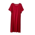 thumbnail image 2 of Ohufall Womens Sleepshirt Short Sleeve Crew Neck Solid Color Nightgown Loose Fashion Home Wear Sleepwear Pajamas, 2 of 7