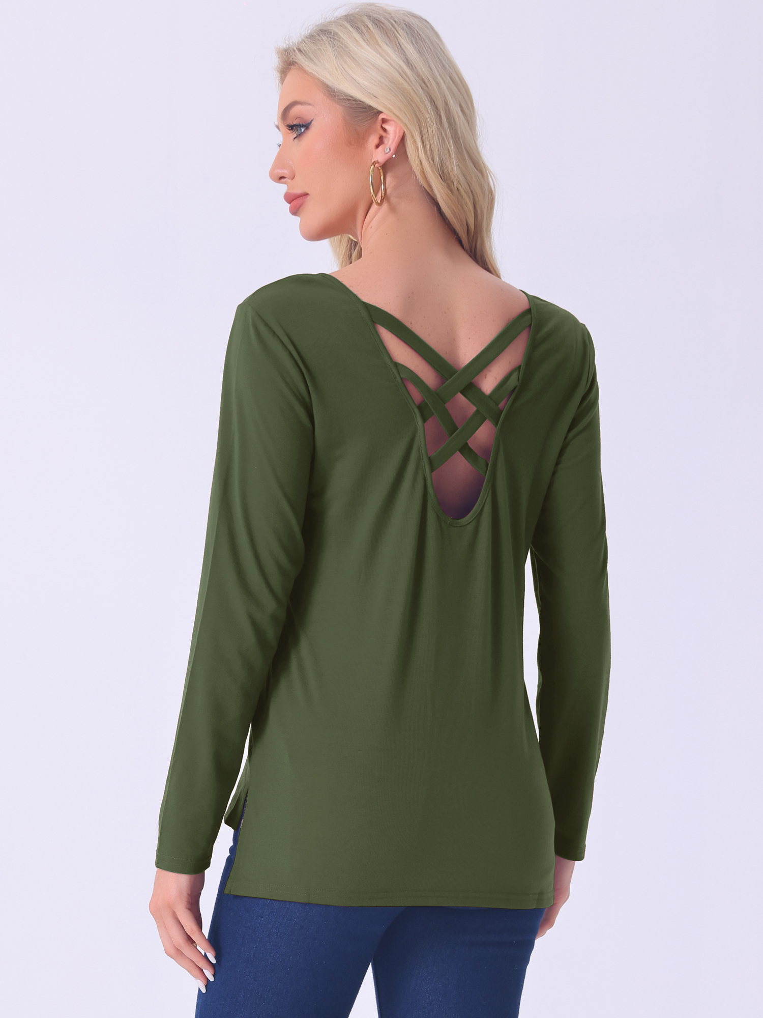 DARING DIVA Long Sleeves Pullover Solid Round Neck Pajama Tops XS Green