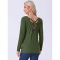 thumbnail image 4 of DARING DIVA Long Sleeves Pullover Solid Round Neck Pajama Tops XS Green, 4 of 5