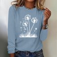 thumbnail image 2 of hxobax Cute Tee Women Fall Tops Dandelion Floral Basic Tshirts Crewneck Long Sleeve Shirts Tunic Top, 2 of 5