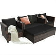 thumbnail image 2 of Costway 5PCS Patio Rattan Furniture Set Loveseat Sofa Ottoman Cushioned Black, 2 of 8