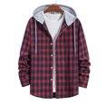 thumbnail image 2 of DDAPJ pyju Flannel Plaid Hooded Shirt for Men 2025, Drawstring Long Sleeve Shacket Jacket Regular Fit Button Down Shirt Jackets Fall Fashion Outerwear, 2 of 4