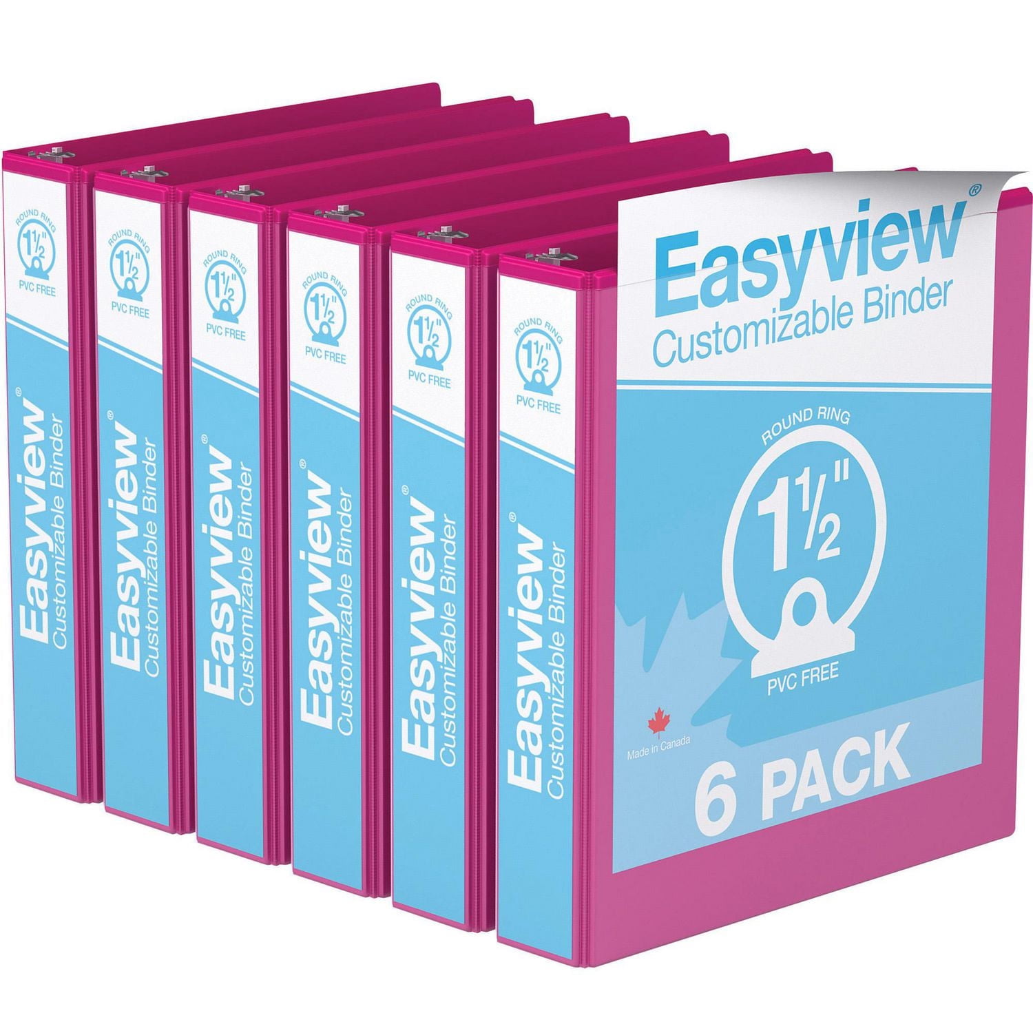 Davis Group, Easyview Premium, Round Ring, Customizable, View Binder, 6 Pack, 1.5"