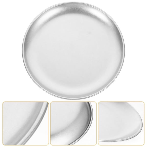 YSNOOWE Stainless Steel Dinner Plate Grey 1Set 7.9x7.9x0.55in
