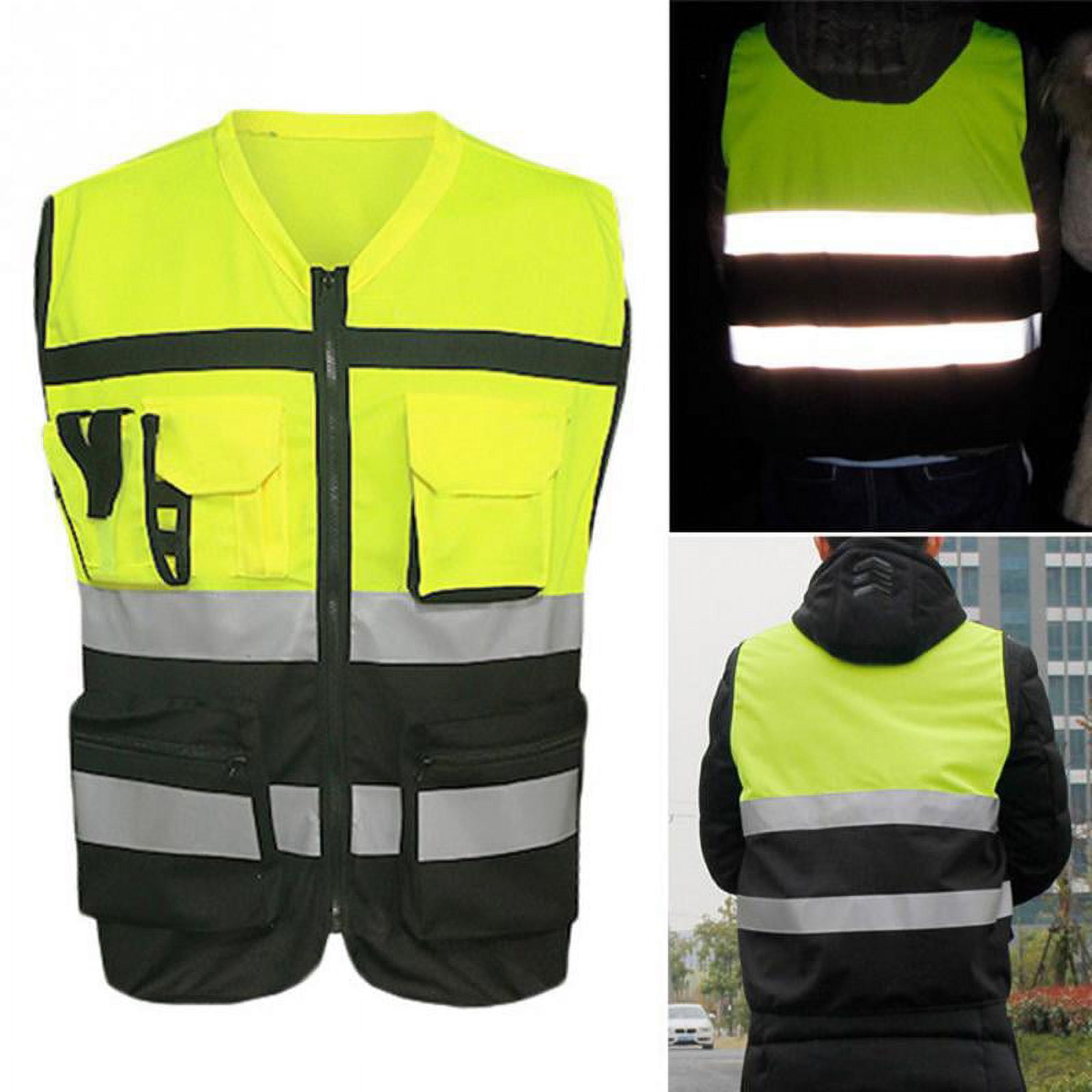 tooloflife Security Reflective Vest Jacket with 2 Pockets Visibility Reflective Stripes Size L/XL/XXL/XXXL