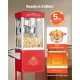 thumbnail image 5 of Popcorn Machine with Cart, 8oz Stainless Steel Kettle, 800W Commercial Popcorn Maker, 48 Cups per Batch Theater Style Popper, with 2-Button Control Glass Wall PC Door 1 Scoop 3 Spoons, Red, 5 of 7