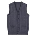 thumbnail image 5 of Riecok Men Vest Sweater Sleeveless V Neck Button down Sweaters Lightweight Solid Winter Tops with Pockets Dark Gray XL, 5 of 5