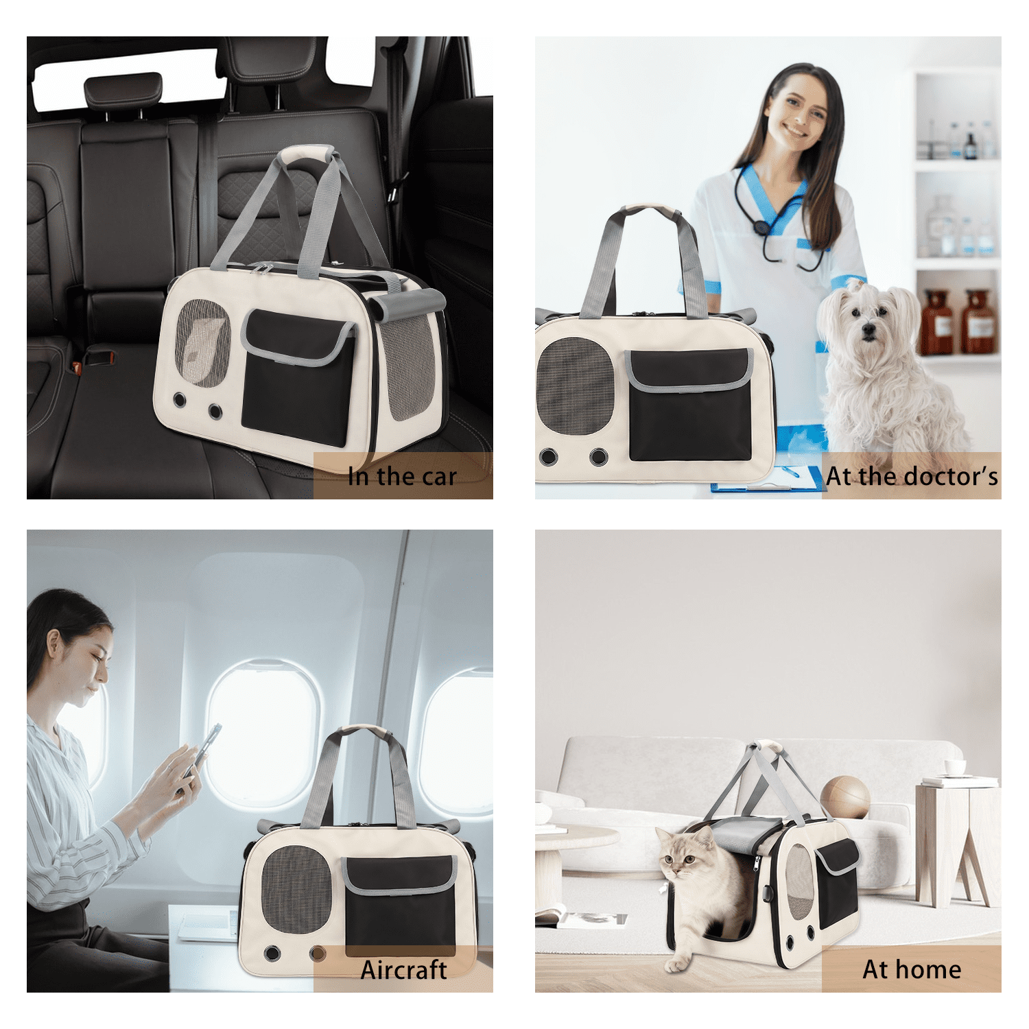 Pet Carrier, Small Dog Carrier, Puppy or Cat Carrier Bag, Waterproof Premium PU Leather Carrying Handbag for Outdoor Travel Walking Hiking Shopping (Black)