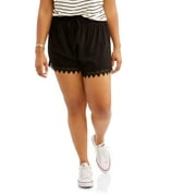 Juniors' Plus Shorts With Crochet Trim