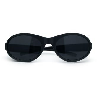 Womens 80s Flat Top Thick Plastic Shield Sunglasses Black  display picture 3