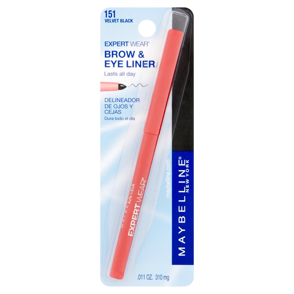 Maybelline Expert Wear Brow & Eyeliner Pencil, Velvet Black, 0.01 oz