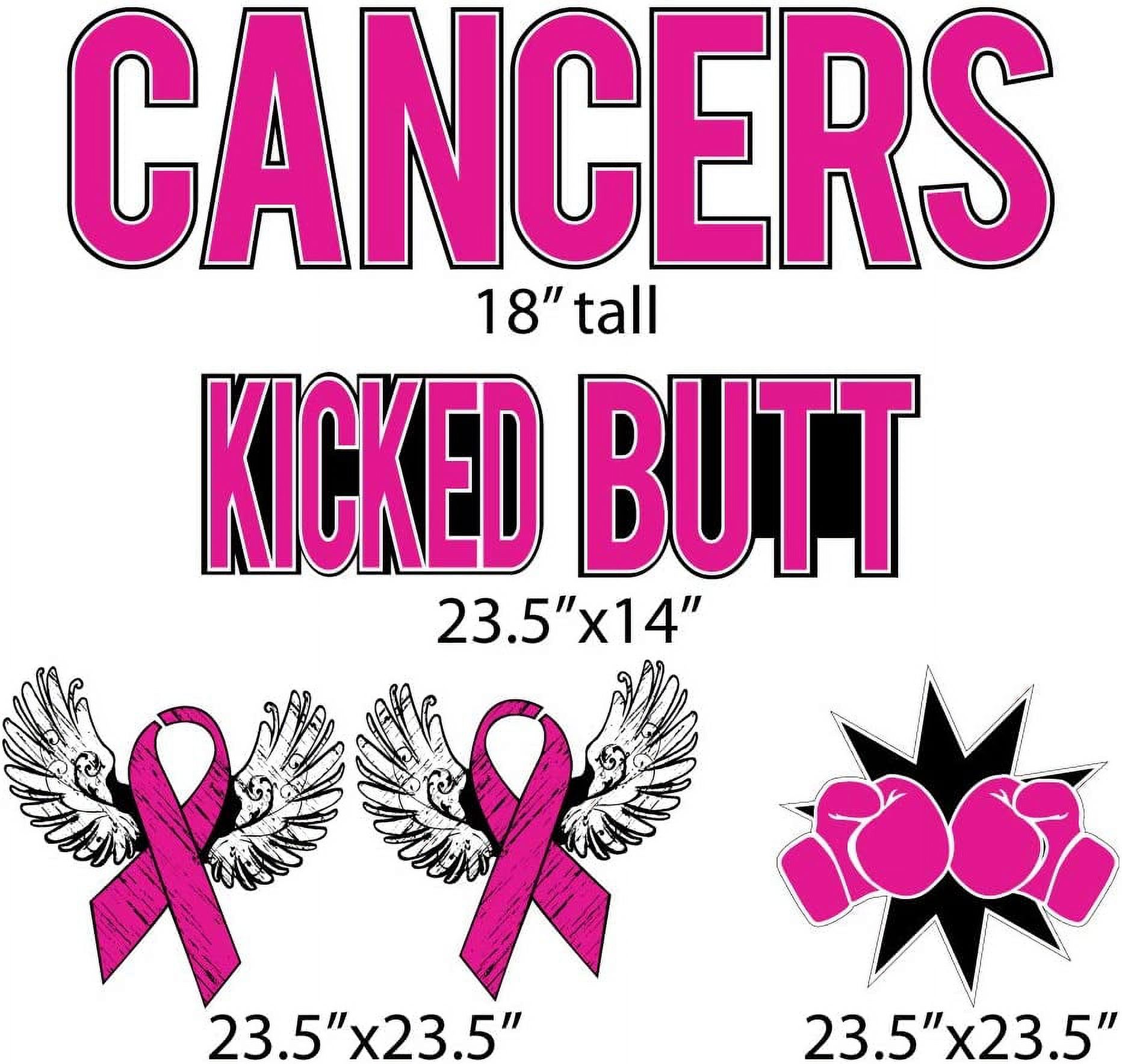 Kicked Cancers Butt Yard Decor Set, Breast Cancer Survivor Yard Signs, 12pcs Includes Garden Stakes 13648