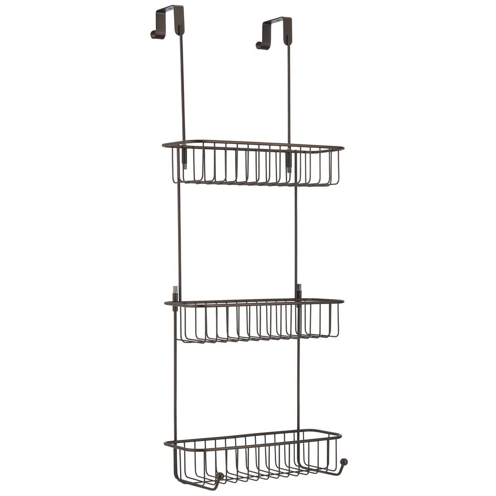 mDesign Hanging Shower Caddy Organizer with Hooks and Storage Basket for Showers 