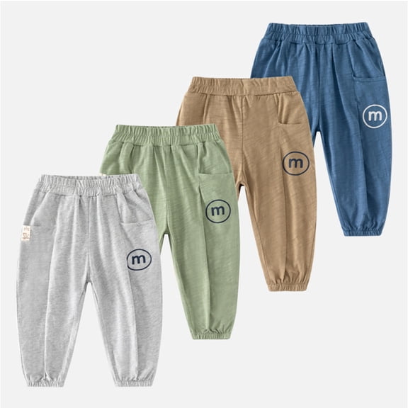 Esaierr Kids Baby Casual Pants Spring Summer Long Bloomers for Boys Girls Anti-Mosquito Pants Solid Color Cotton Trousers for 1-8T