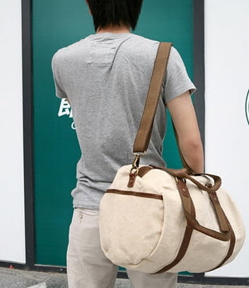 Men's Natural Heavy Linen Duffel & Sport Bag with Dual Straps