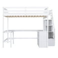 thumbnail image 6 of Euroco Wood Frame Desk Bookcase Full Loft Bed with Storage Staircase and Shelf for Kids Teens White, 6 of 18