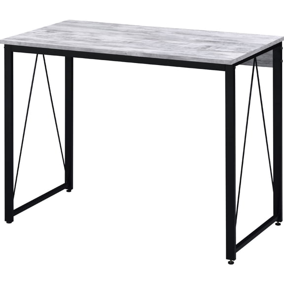 Benjara Writing Desk with V Shaped Accent and Distressed Look, White