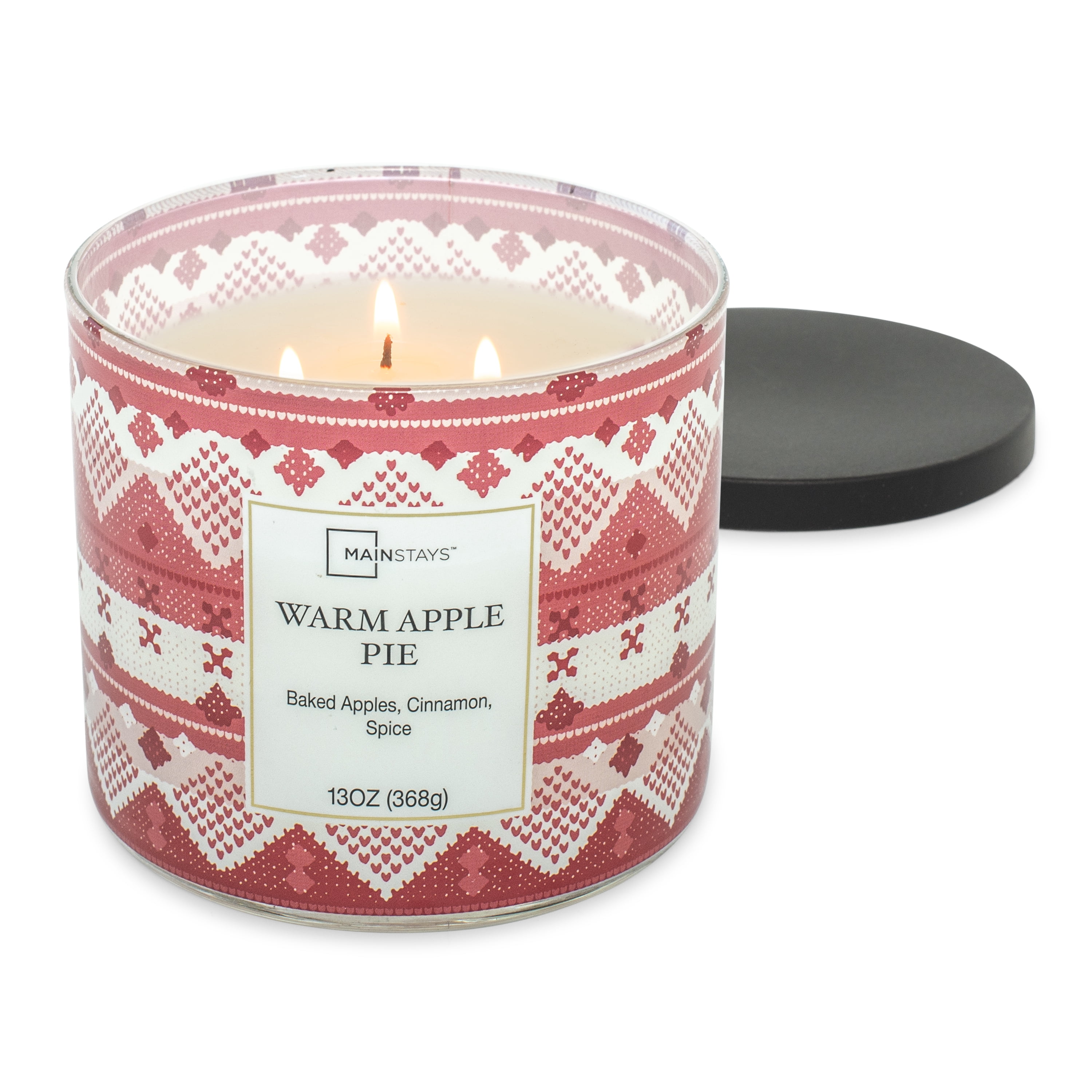 Mainstays Scented 3-Wick Jar Candle, Warm Apple Pie, 13 oz.