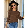 thumbnail image 3 of Womens Crewneck Pullover Striped Sweaters Long Sleeve Casual Winter Tops Color Block Loose Fit Warm Clothes, 3 of 8
