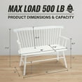 thumbnail image 2 of Dayalane 49 Inch Farmhouse Windsor Bench, Wooden Entryway Bench with Spindle High Back & Armrest, Rustic Vintage Dining Bench for Entryway Dining Balcony Bedroom End of Bed, White, 2 of 14