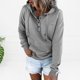 thumbnail image 4 of Sudadera con capucha con cordón para mujer Color sólido Algodón Estilo casual Manga larga Traje diario Hugtrwg Para estrenar, 4 of 7