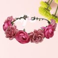 thumbnail image 2 of EeaseCA Couronne de Roses de Mariée Couronne Florale Faite à la Main Serre-Tête Simulé Réaliste pour Mariage (Rose Vif), 2 of 7