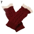thumbnail image 2 of Yesbay Women Fingerless Lace Gloves Soft Knitted Warm Long Mitten Wrist Warmer Winter Gift-Wine Red, 2 of 8