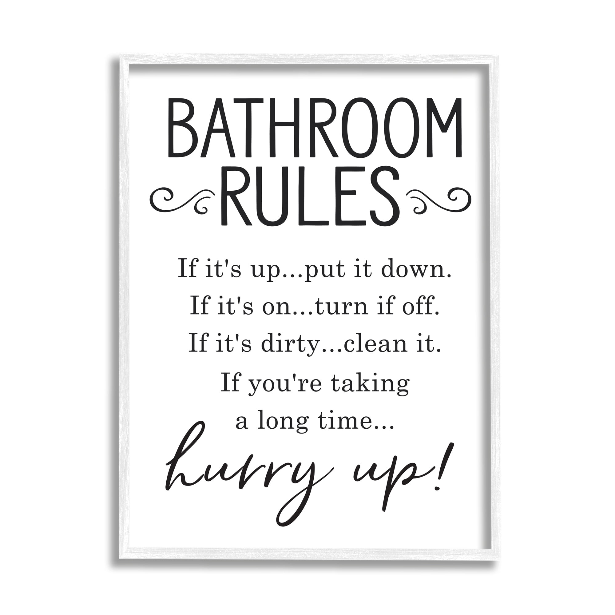Stupell Home Décor Industries Minimal Bathroom Rules Sign Hurry Up Humor, 16 x 20, Designed by Lettered and Lined