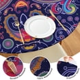 thumbnail image 4 of Boho Floral Elastic Tablecloth for Round Tables 38-42 Inches, 44 Inch Fitted Cover with Wrinkle Resistant Easy Clean Surface, 4 of 7