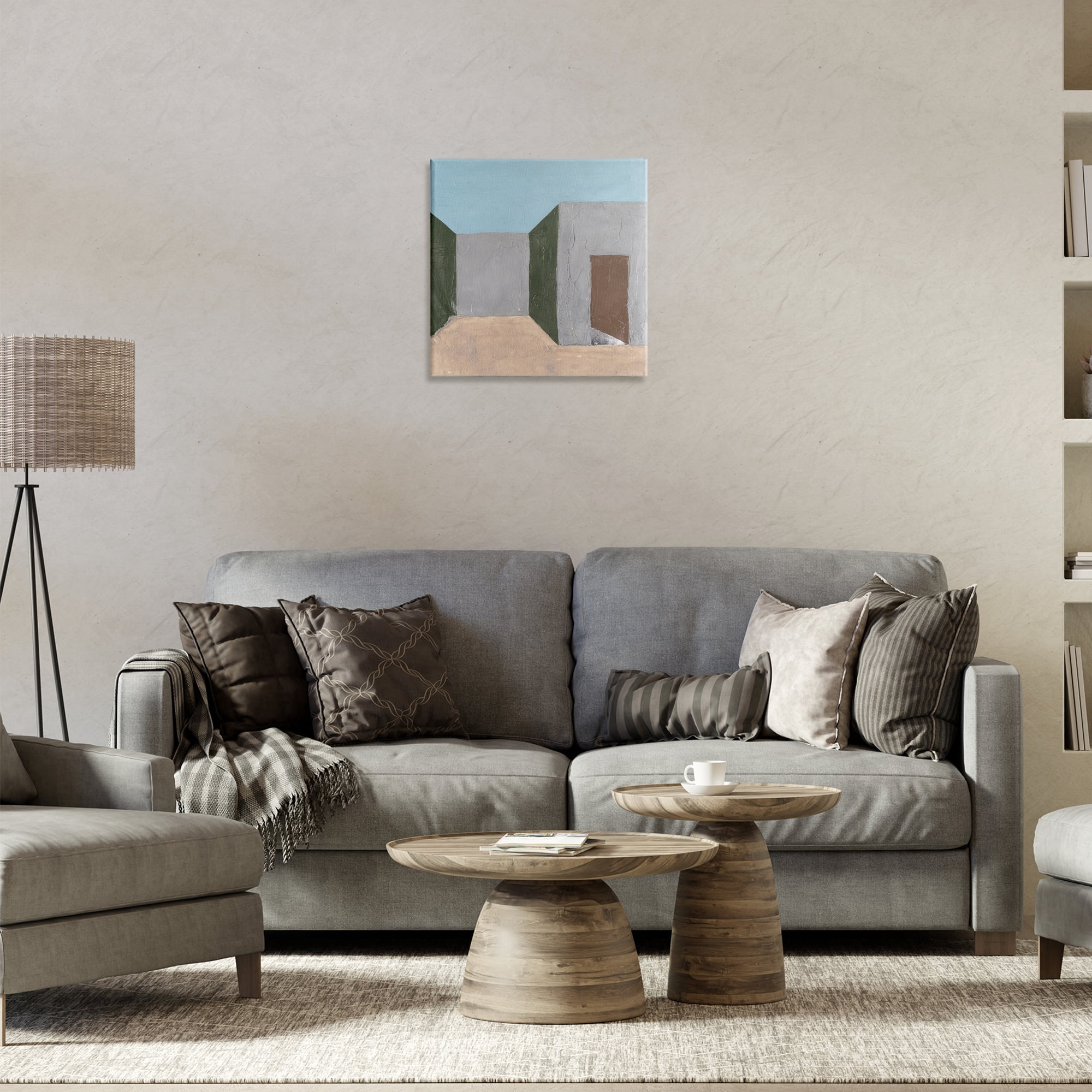 Stupell Industries Grey Rustic Building Buildings & Architecture Painting Wrapped Canvas Art Print Wall Art, 17 x 17