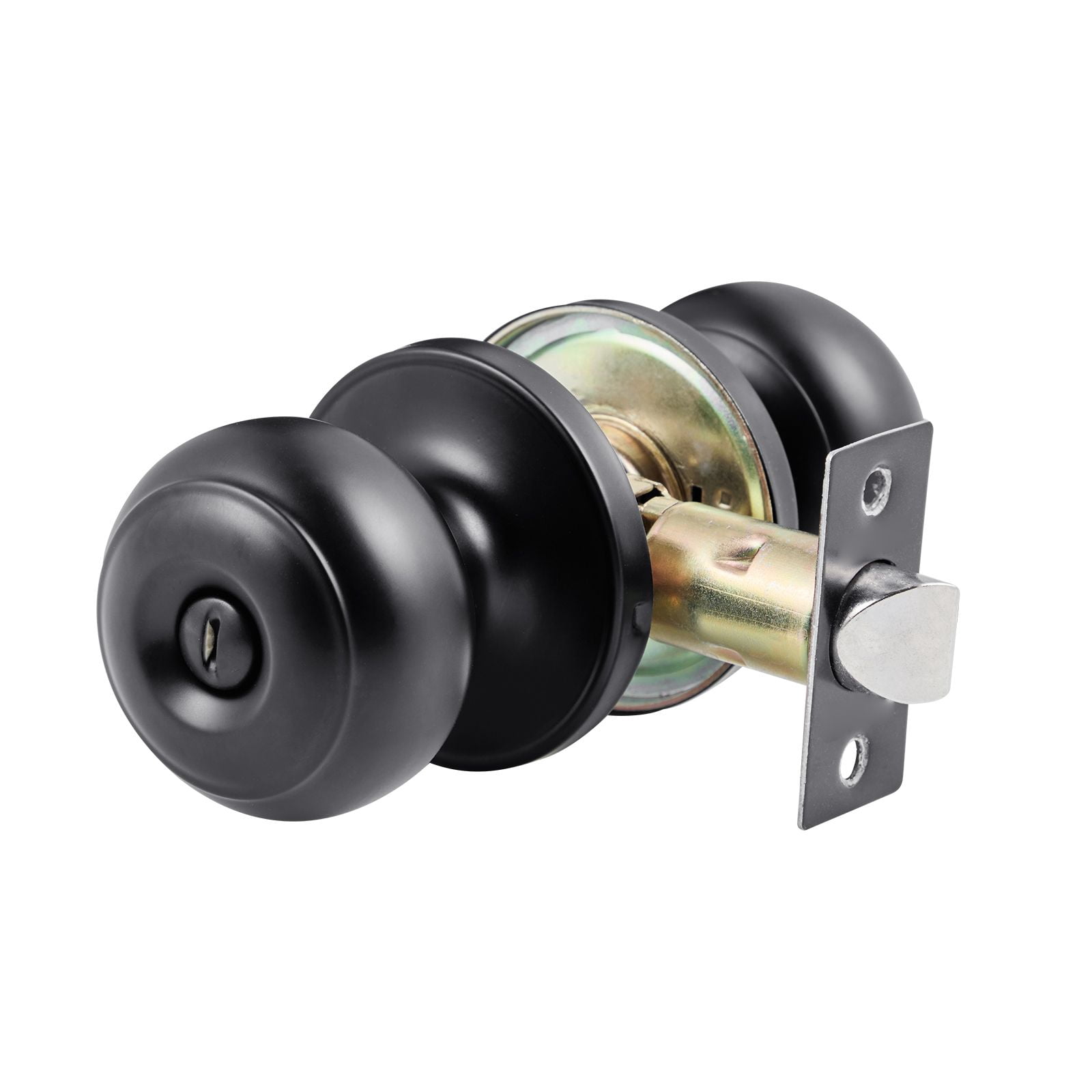 6-Pack Ball Door Knobs with Privacy Lock, All-Metal Construction, Matte Black, Adjustable Latch 2-3/8 to 2-3/4, for Bedroom Bathroom Door