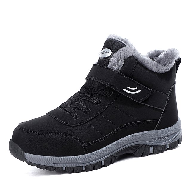 Zapatos para personas mayores, zapatos de algodón acolchados de terciopelo de caña alta de otoño e invierno para hombres, zapatos deportivos antideslizantes para caminar, botas de nieve