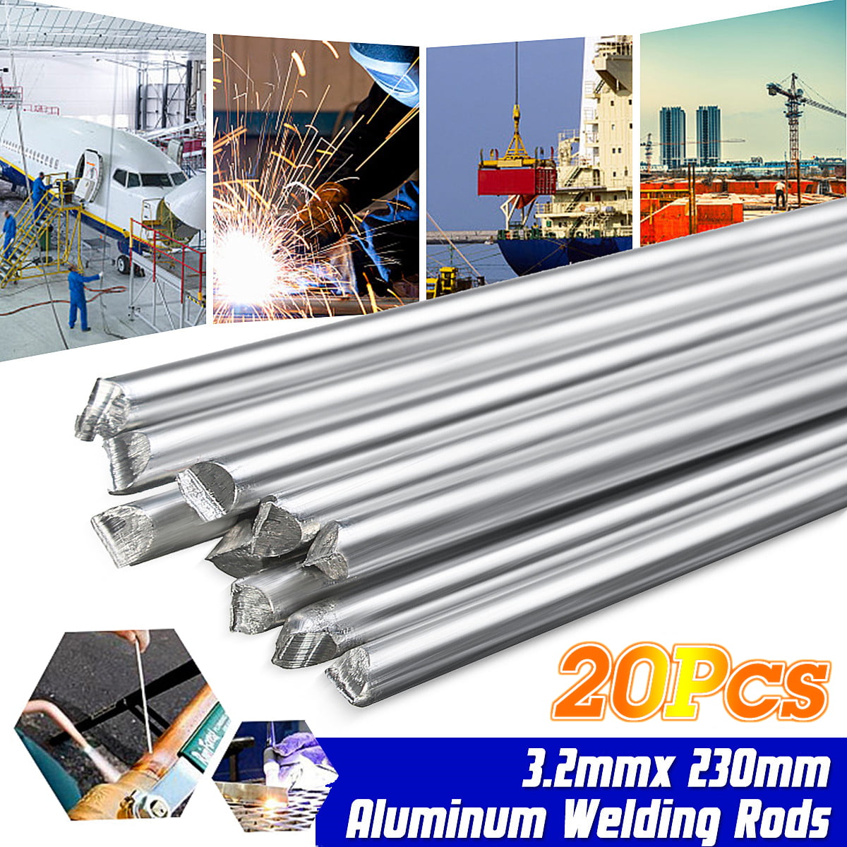 10PCS 3.2X230mm Aluminium Low Temperature Welding Soldering Brazing Repair Rod 