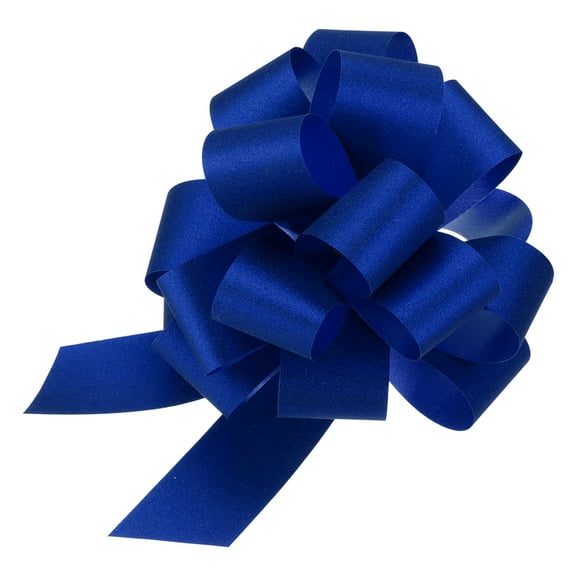 Uxcell 5pcs 4 Inch Large Pull Bow Glitter Gift Wrapping Big Pull Bows Ribbon Dark Blue