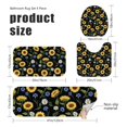 thumbnail image 3 of Sunflower and Flower Black Pattern Bathroom Rug Set 4 Piece,Includes Contour,Lid Cover,Bath Mat,Non-Slip Extra Soft Absorbent Washable, 3 of 5